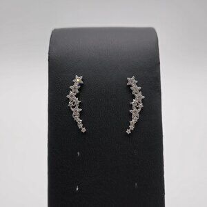 Sterling Silver Cluster Design Cubic Zirconia Earrings A3395